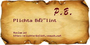 Plichta Bálint névjegykártya