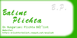 balint plichta business card